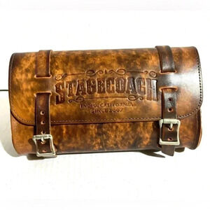 Stage coach unisex brown leather motorcycle handlebar bag